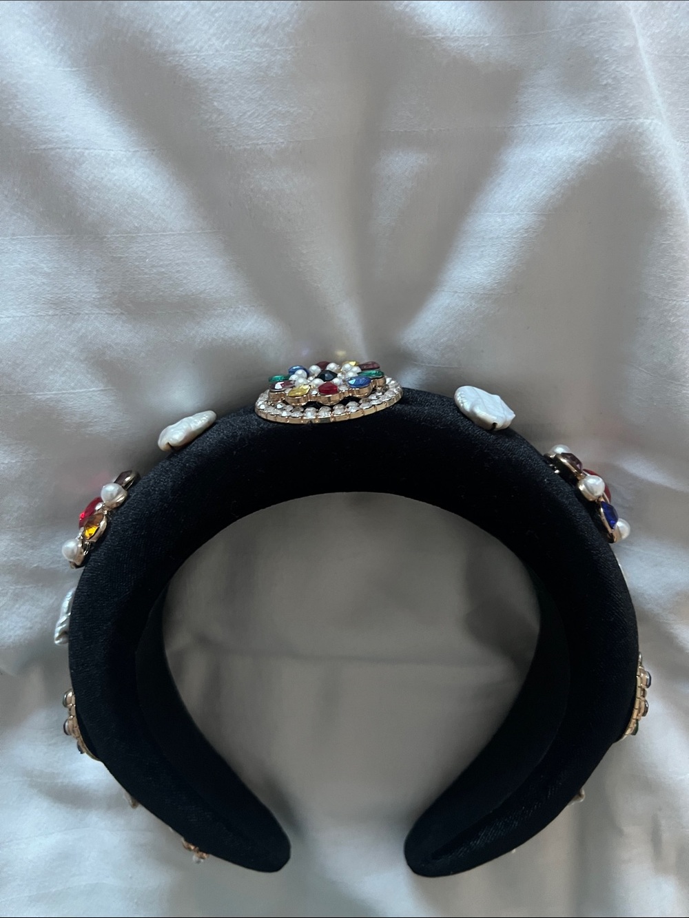 Zara Black Velvet Jeweled Headband - Size M